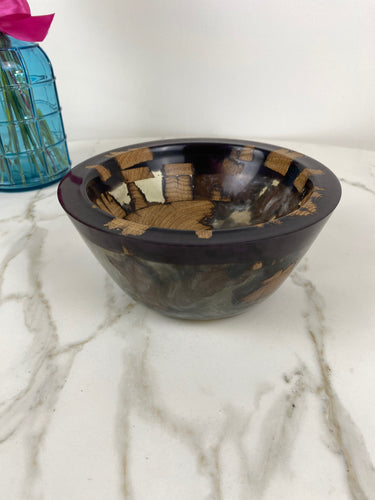 Pearlescent Resin and wood bowl
