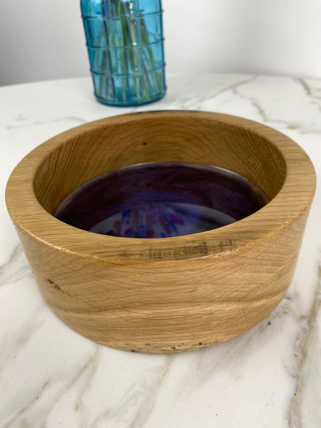 Chunky Purple Resin & Wooden Bowl
