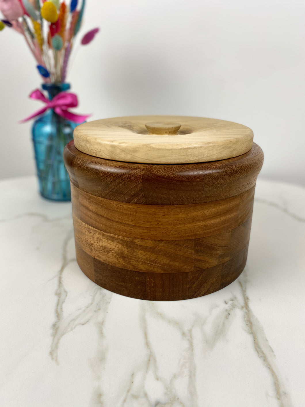 Wooden Biscuit Bowl with Lid